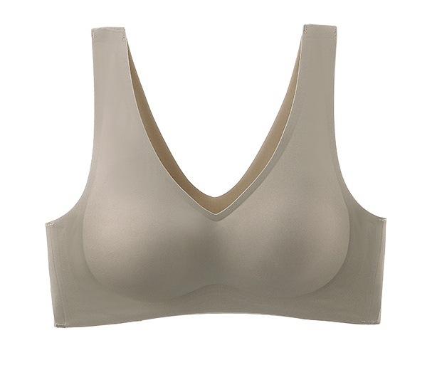 

New jelly seamless smooth bra, vest, sports bra, gather without steel ring, sleep bra can be inserted XXL/85~90 світло-зелений колір