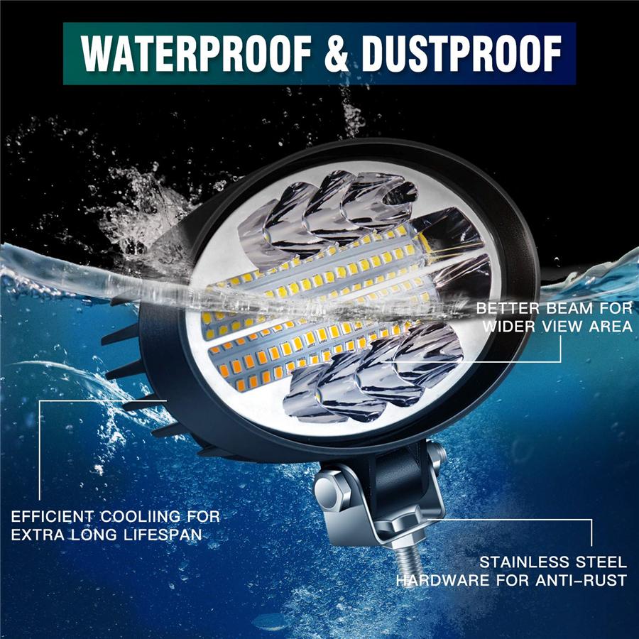 2Pcs 5" 144W 7000LM 6500K & 3000K LED Pods Off Road LED Light Bar Spot Flood Combo Oval Amber Work Light Fog Lights