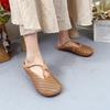 Genuine Leather Round Toe Slippers Women's Slip-on Shoes Casual Soft Sole Outside Slides
