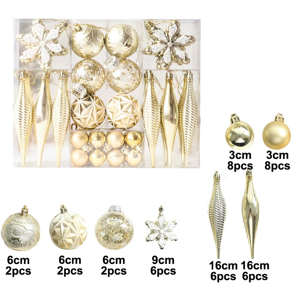 40PCS Shatterproof Assorted Christmas Ball Ornaments Set Colored Plastic Decorative Baubles Decorations Snowflake