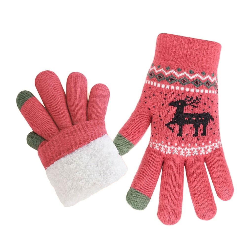 Fleece Lining Winter Gloves Thickened Knitted Gloves Fashion Warm Gloves  Women Men