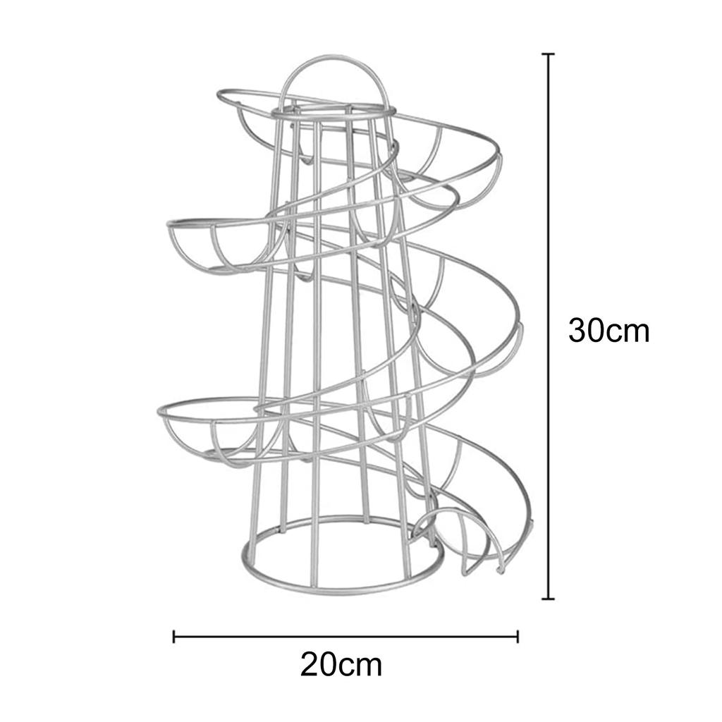 Spiralny Stojak na Jajka Spiralny Skelter na Jajka Dozownik Wielofunkcyjny Metalowy Spiralny Koszyk na Jajka Półka do Przechowywania Jajek na Blat Kuchenny