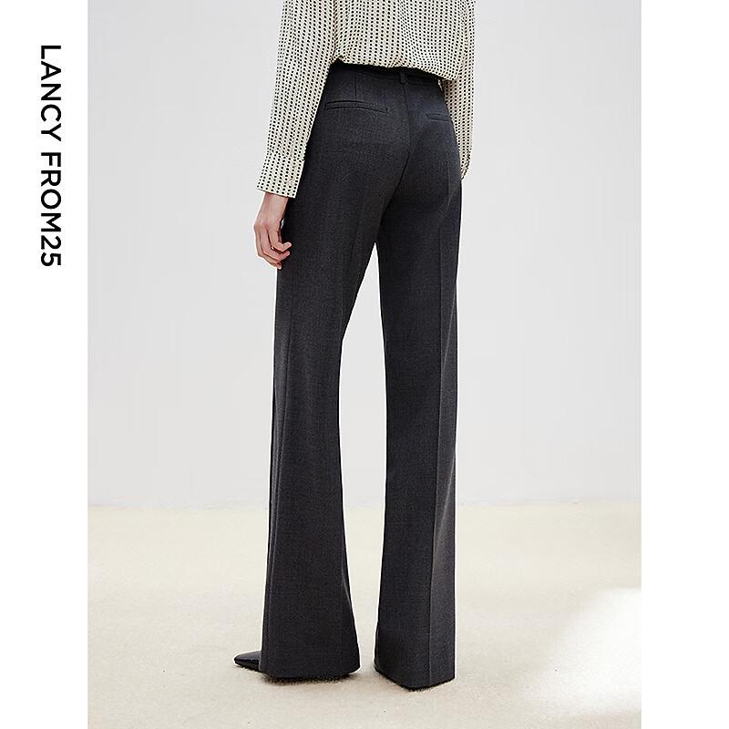 LANGZI Women's 100% Wool Straight Leg Suit Trousers