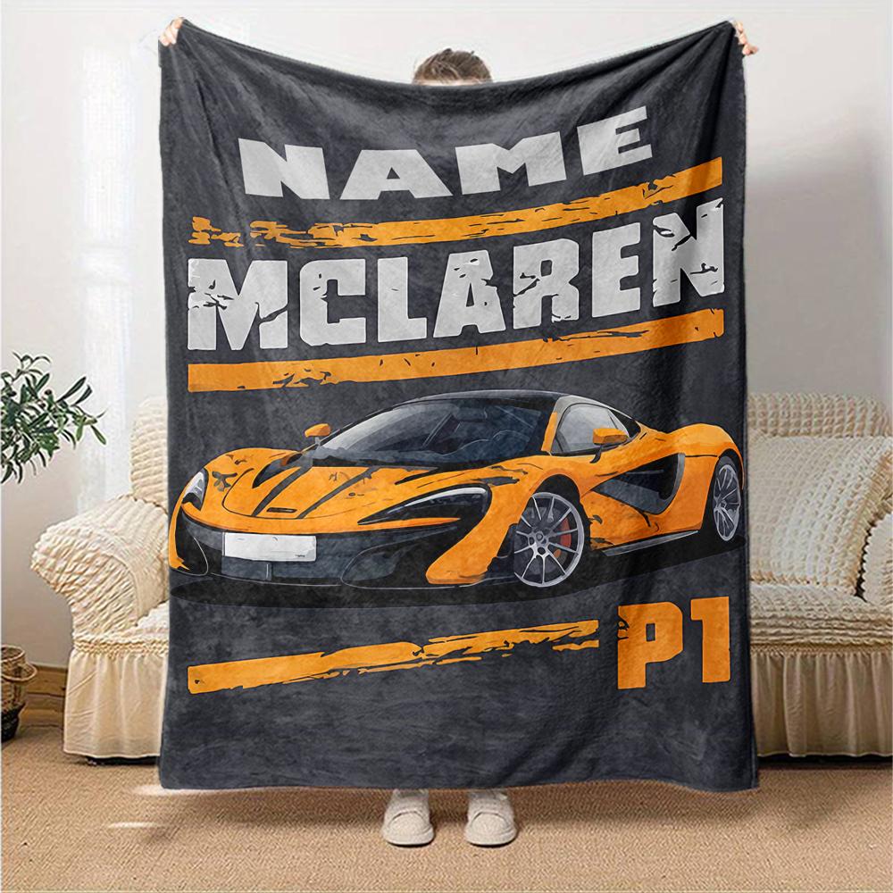 Custom Name Racing Theme Printed Blanket - Perfect for Couch, Bed, Travel & Outdoor Use | Machine Washable, Cozy & Durable.