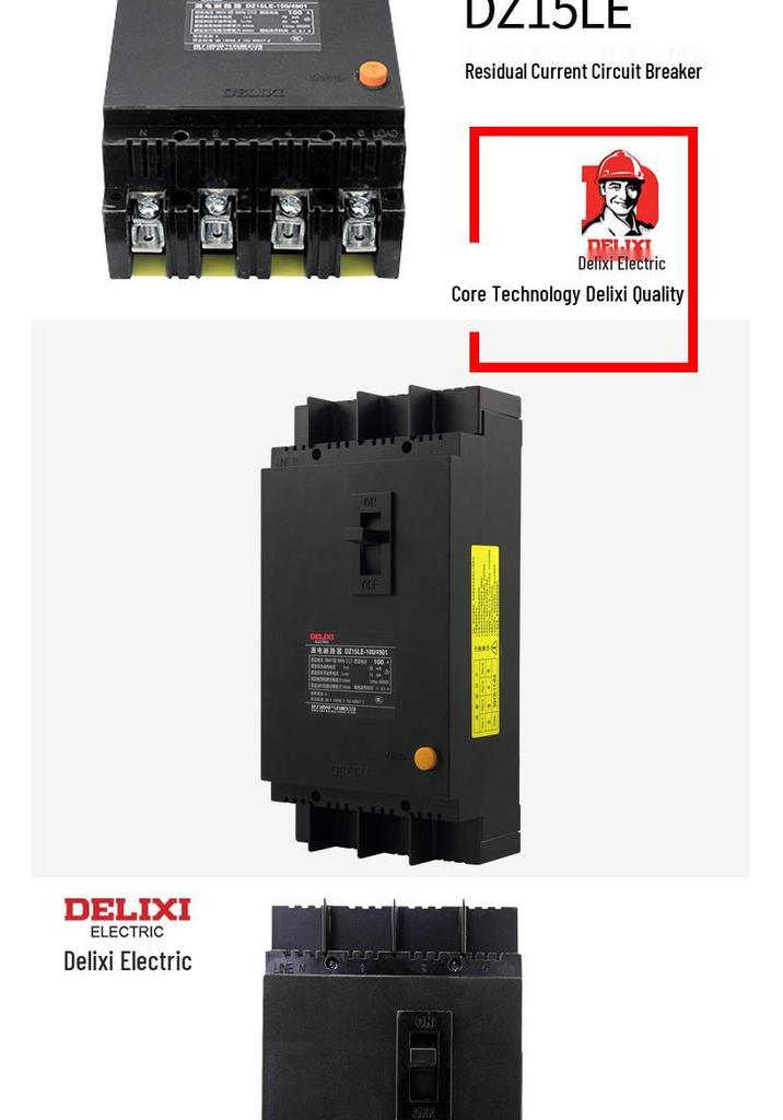 Residual Current Circuit Breaker DZ15LE-100/4901 63A 100A 75mA 30mA 50mA Leakage Protector 4P