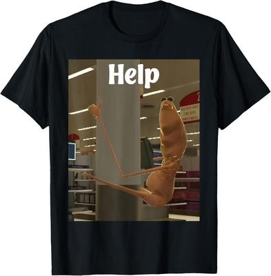 Funny Marcus The Worm Help Meme T-Shirt