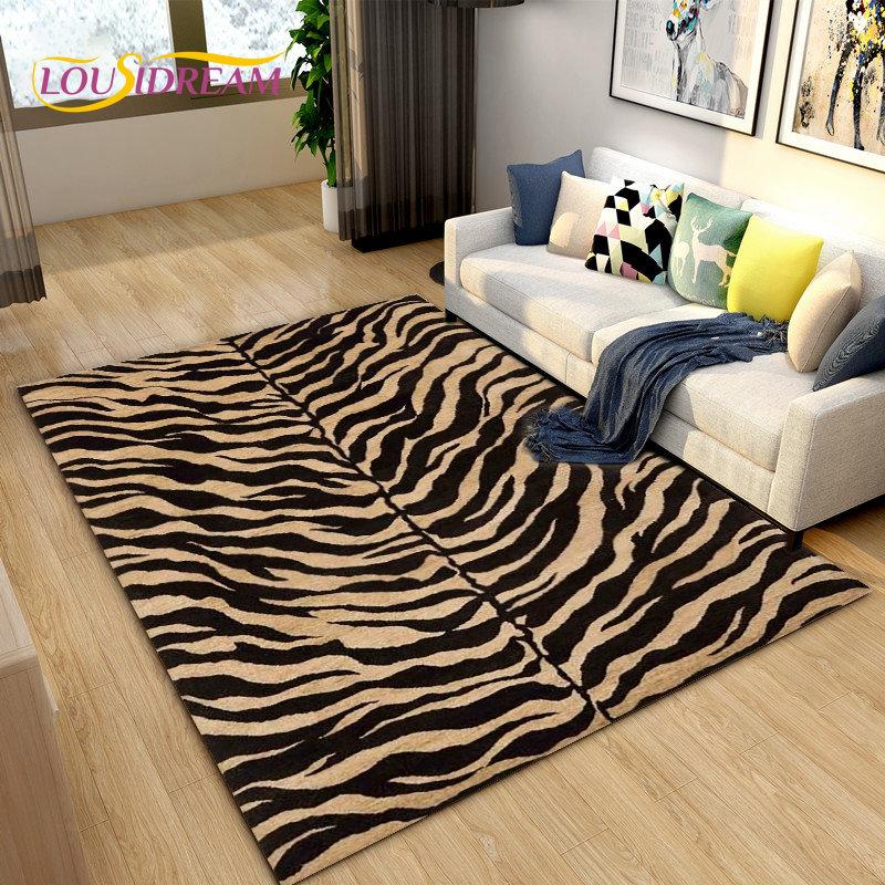 3D Stripe Tiger Print Pattern Area Rug Large,Carpet Rug for Living Room Bedroom Kitchen Doormat Decoration, Non-slip Floor Mat