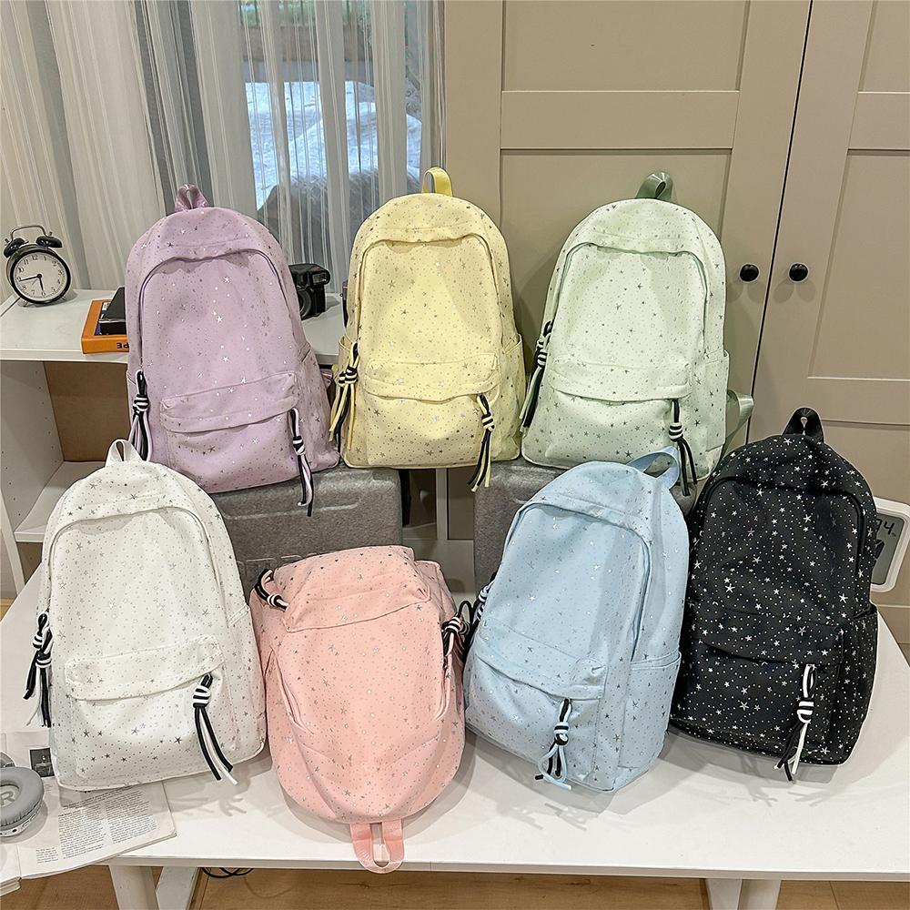 Korean-Inspired Instagram Collegiate-Style Star-Pattern Backpack Large-Capacity Schoolbag Casual Lightweight Laptop Bag