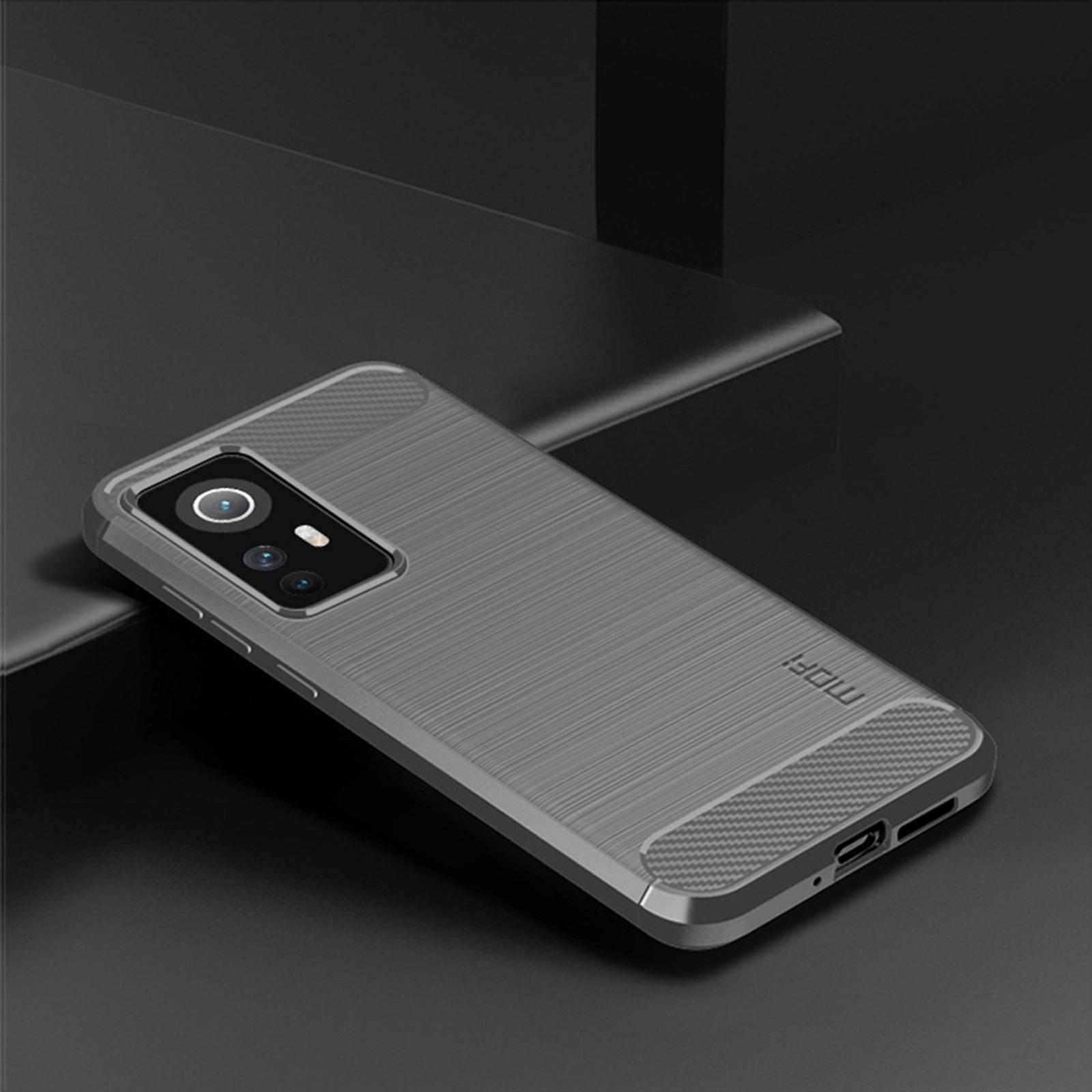 

MOFI JK TPU Series-1 for Xiaomi 12 Lite 5G Brushed Surface Anti-fingerprint TPU Back Cover Carbon Fiber Phone Case Grey