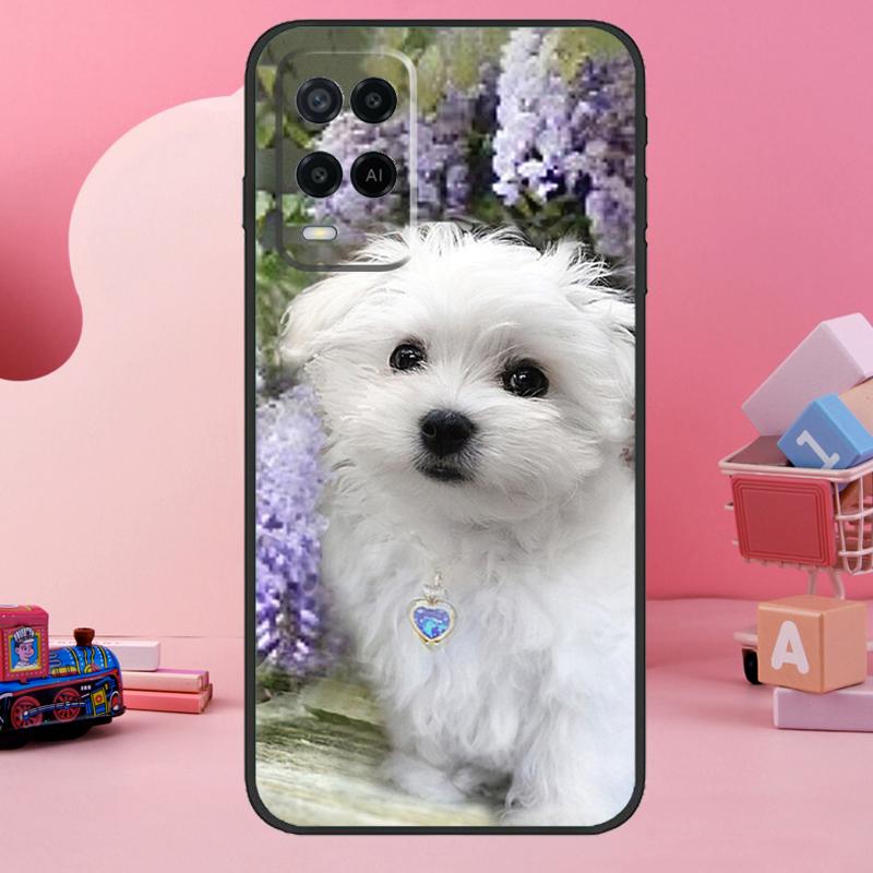 Cartoon Maltese Dog Case For Oppo A5 Pro A15 A17 A57 A77 A18 A38 A58 A78 A98 A94 A74 A54 A16 A76 A96 A40 A60 A80