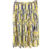 70s 80s Made In Italy Vintage Midi Length Pleated Skirt 44 Yellow Women Used