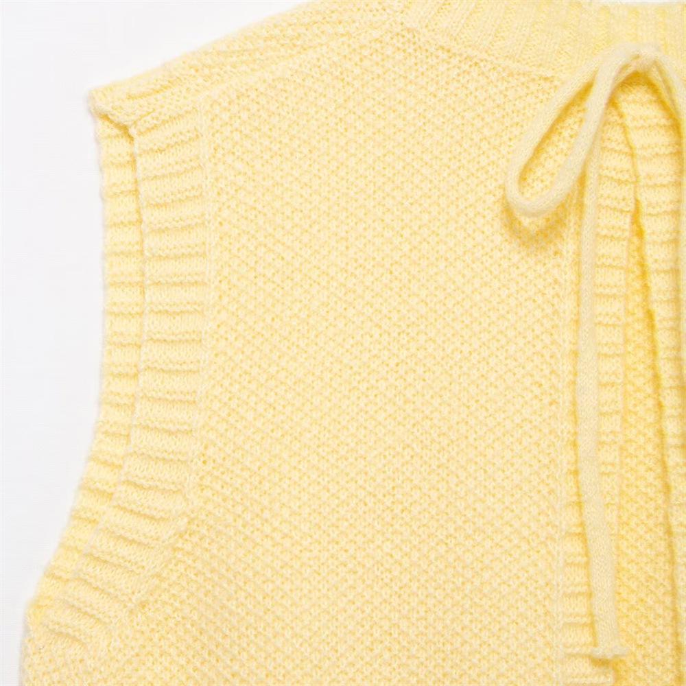 2025 Spring/Summer Women's Round Neck Backless Tie Knit Vest