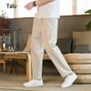 Men's Summer Linen Blend Cropped Straight Pants