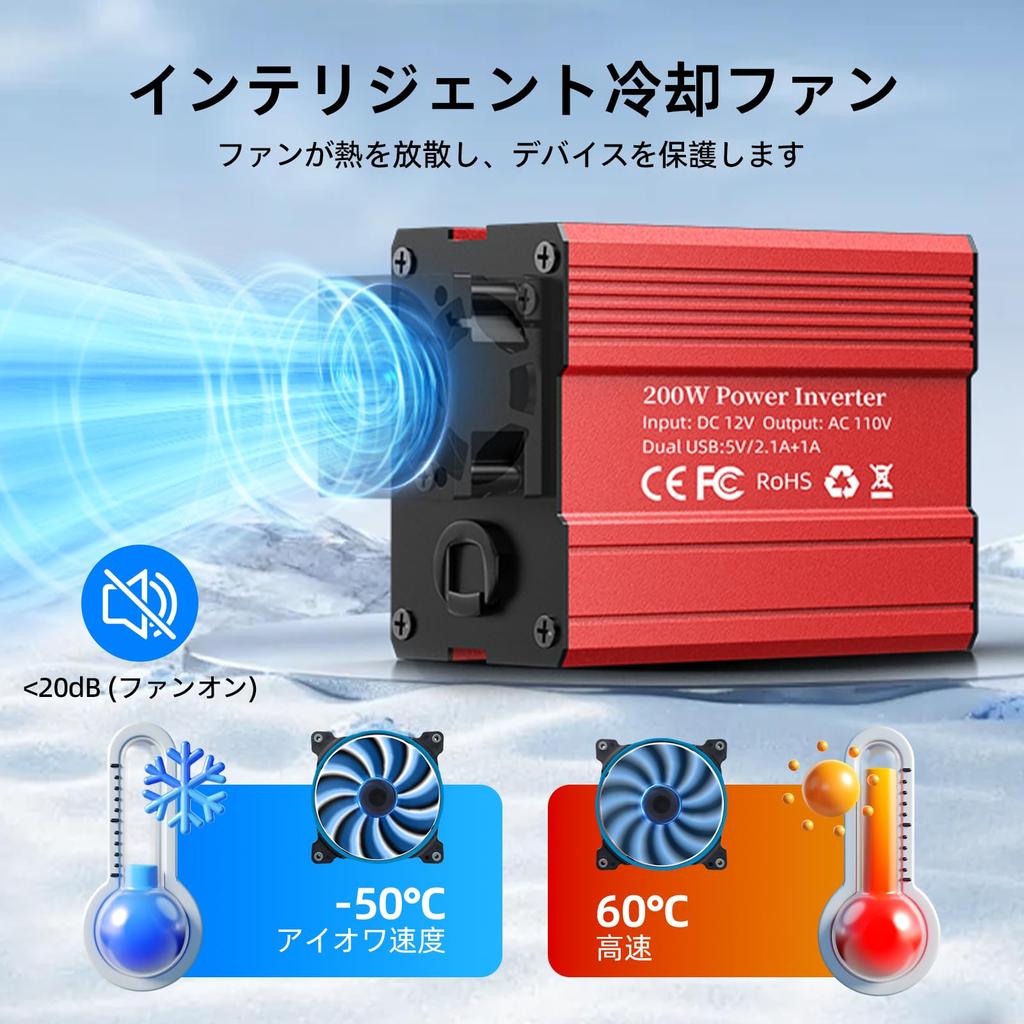 200W Inverter, Cigarette Lighter Socket, Outlet, Rapid Charging, Car Inverter, Converts DC to