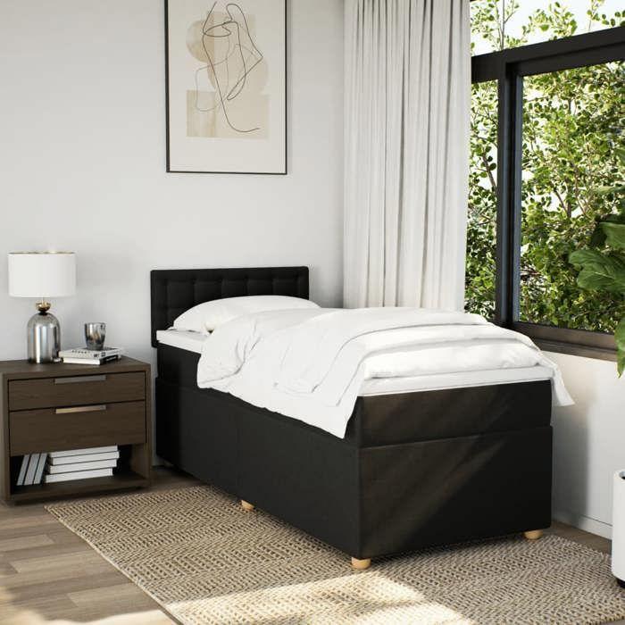 VidaXL Slatted Bed Base with Mattress Black 90x200 Cm Fabric 3286579
