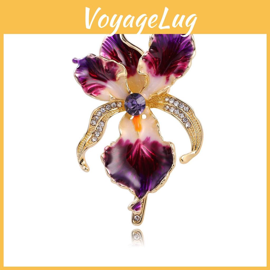 Elegant Iris Flower Brooch Pin With Alloy Finish For Women And Men