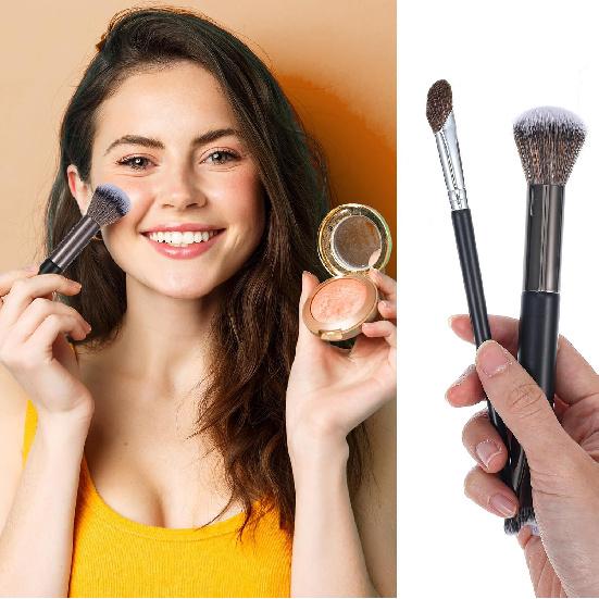 2pcs Nose Contour Brushes for Makeup, Nose Contour U Shaped Brush for Angled, Angled Brush Makeup for Cheek Bones, Highlight, Powder, Contour, Make
