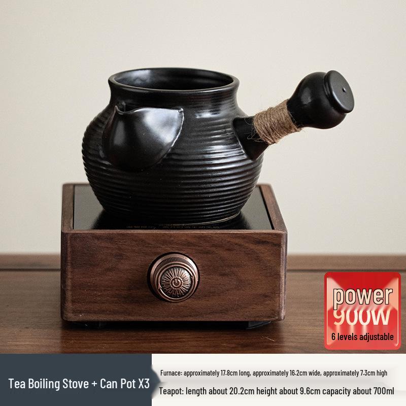 Large Capacity Electric Ceramic Stove Tea Set with Warmer for Indoor and Outdoor Use