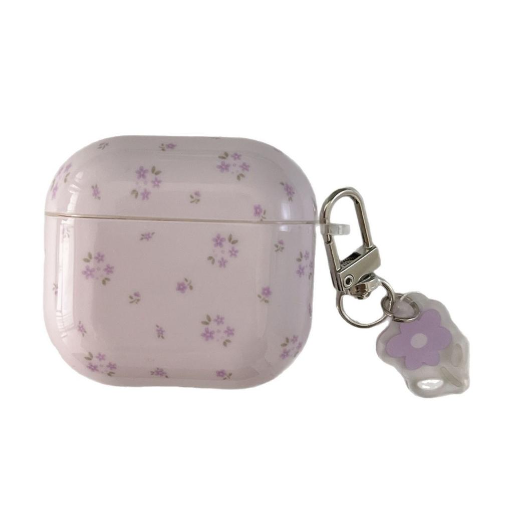ins Korean simple purple small floral AirPods 1 protective shell pro1 apple 1st generation protective cover pendant