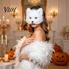 Costume Ragazza Bestia di Halloween Maschera Cosplay Volpe Peluche, Coda Soffice, Accessori Costumi, Maschera Coda Pelosa Morbida per Festa in Costume Convention Anime E