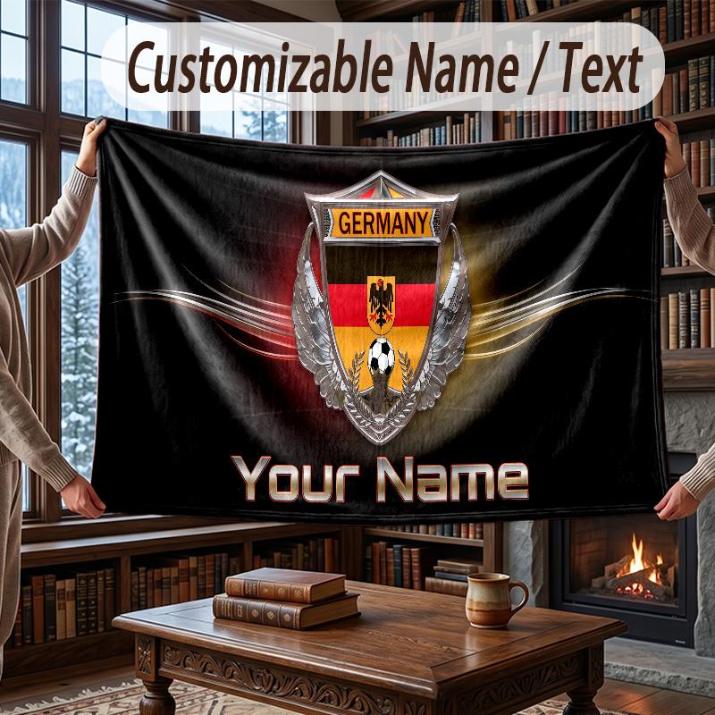 Custom Name Flannel Throw Blanket Germany national football team Pattern Warm Home Decoration