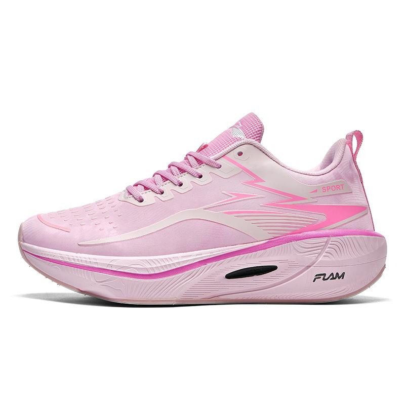

New flying fire real explosion carbon plate ultra-light rebound couple running shoes youth non-slip racing training sneakers 45 розовый