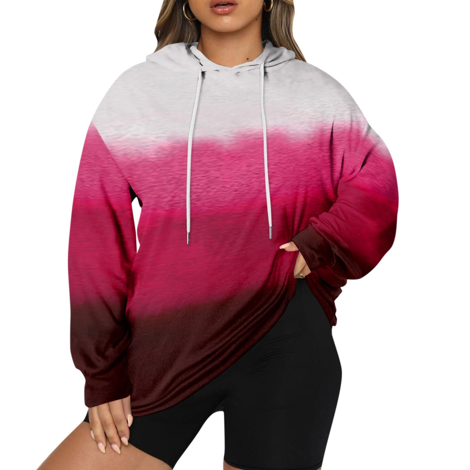 

Женский пуловер больших размеров с капюшоном и постепенным изменением, толстовка с капюшоном и длинным рукавом с принтом XXXXL