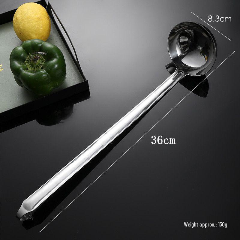 Stainless Steel Ladle with Hook - Thick Long Handle for Stirring and Hanging