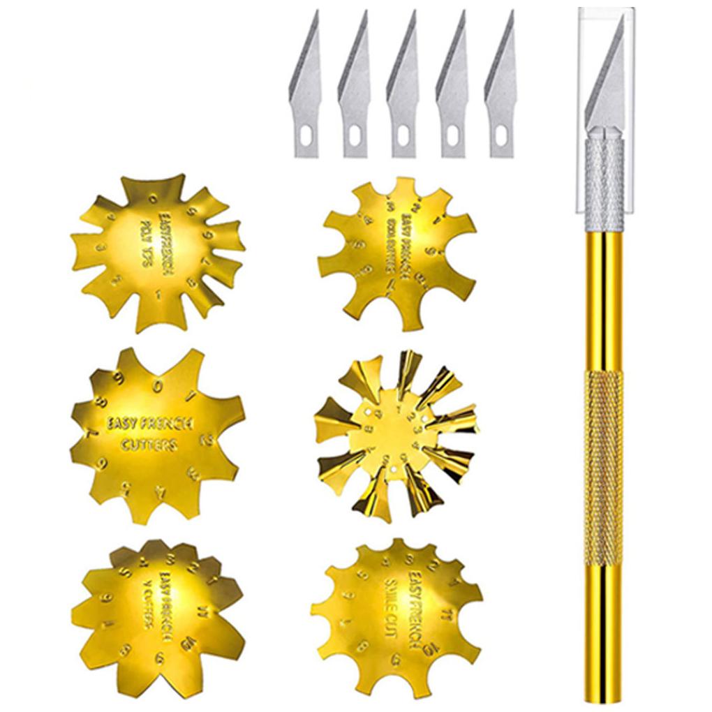 Французские типсы Линия края Нержавеющая сталь Инструмент для обрезки ногтей Набор Край