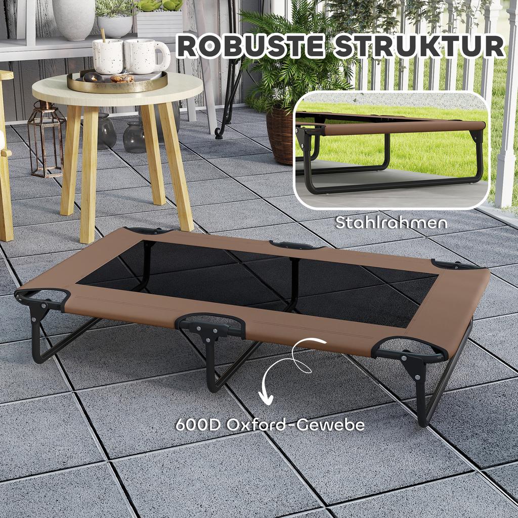 Portable Elevated Dog Bed, Elevated Pet Bed with Breathable Mesh, for Large Dogs, Coffee