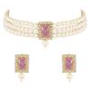 Gold Plated Traditional Stone Pearl Choker Necklace Jewellery Set For Women