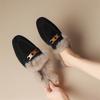 Fashion 2025 Winter Sheep Suede Women Shoes Rabbit Hair Mules Shoes for Women Round Toe Low Heel Slippers Chunky Heel Cover Toe Slippers
