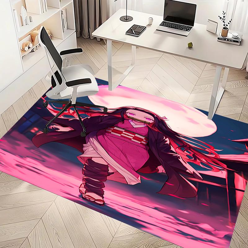 1pc Demon Slayer Nezuko Print Area Rug - Soft, Washable Non-Slip Indoor Mat, Living Room, Home Office Decorative Rug,Office Decorative