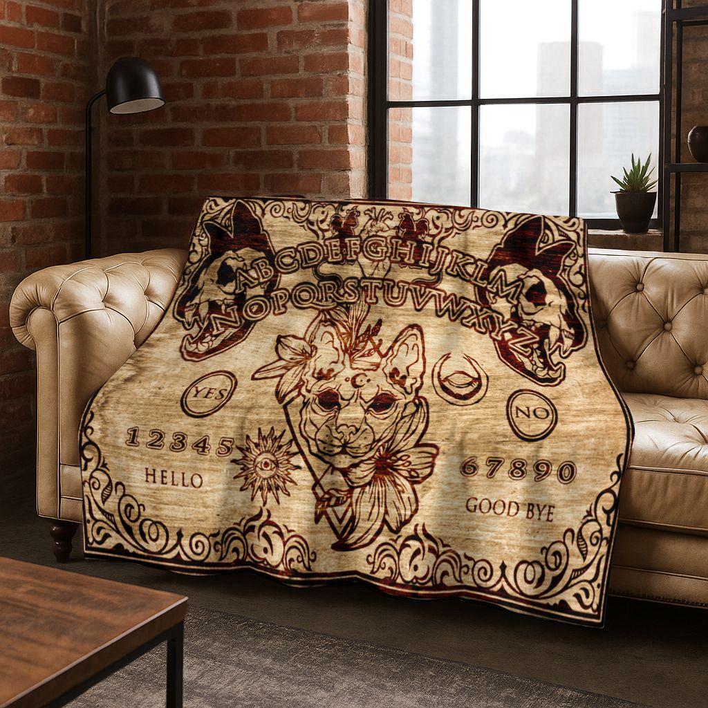 Witch Ouija Gothic Spirit Board 3D Retro Flannel Blanket,Warm and Cozy Soft Throw Blanket for Home Bedroom Bed Sofa Travel Cover