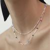 925 Sterling Silver Summer Rainbow Beads Chain Choker Necklace for Women's Fashion Stacked For Korea Simple Collar Fine Jewelry