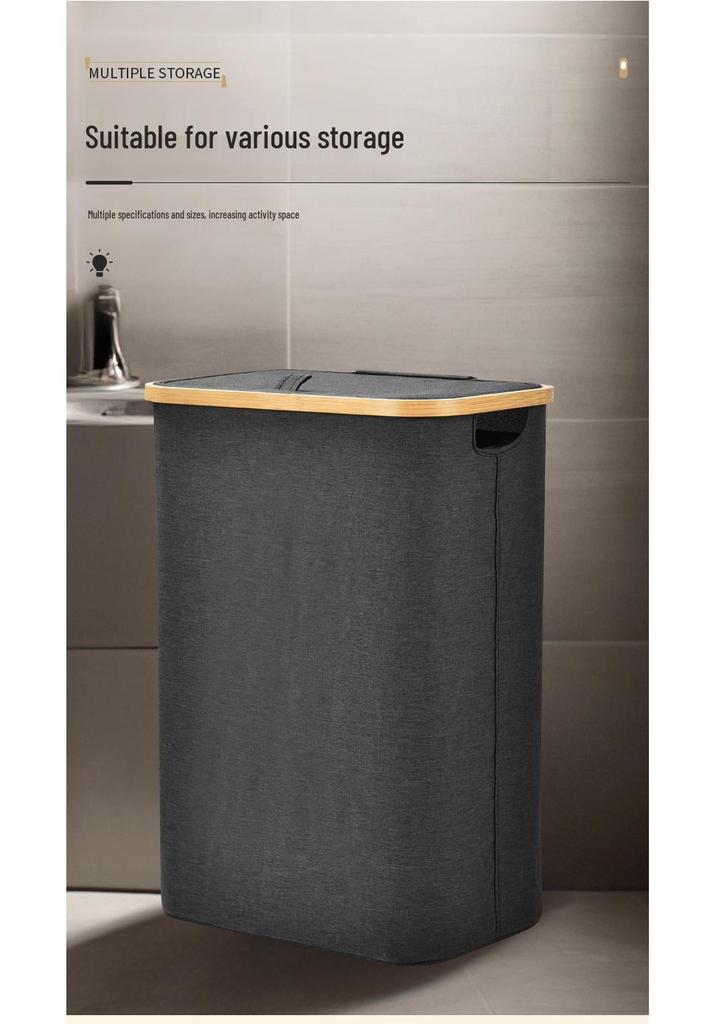 Foldable Laundry Basket: Portable, Dustproof, Large Capacity Hamper for Household Storage.
