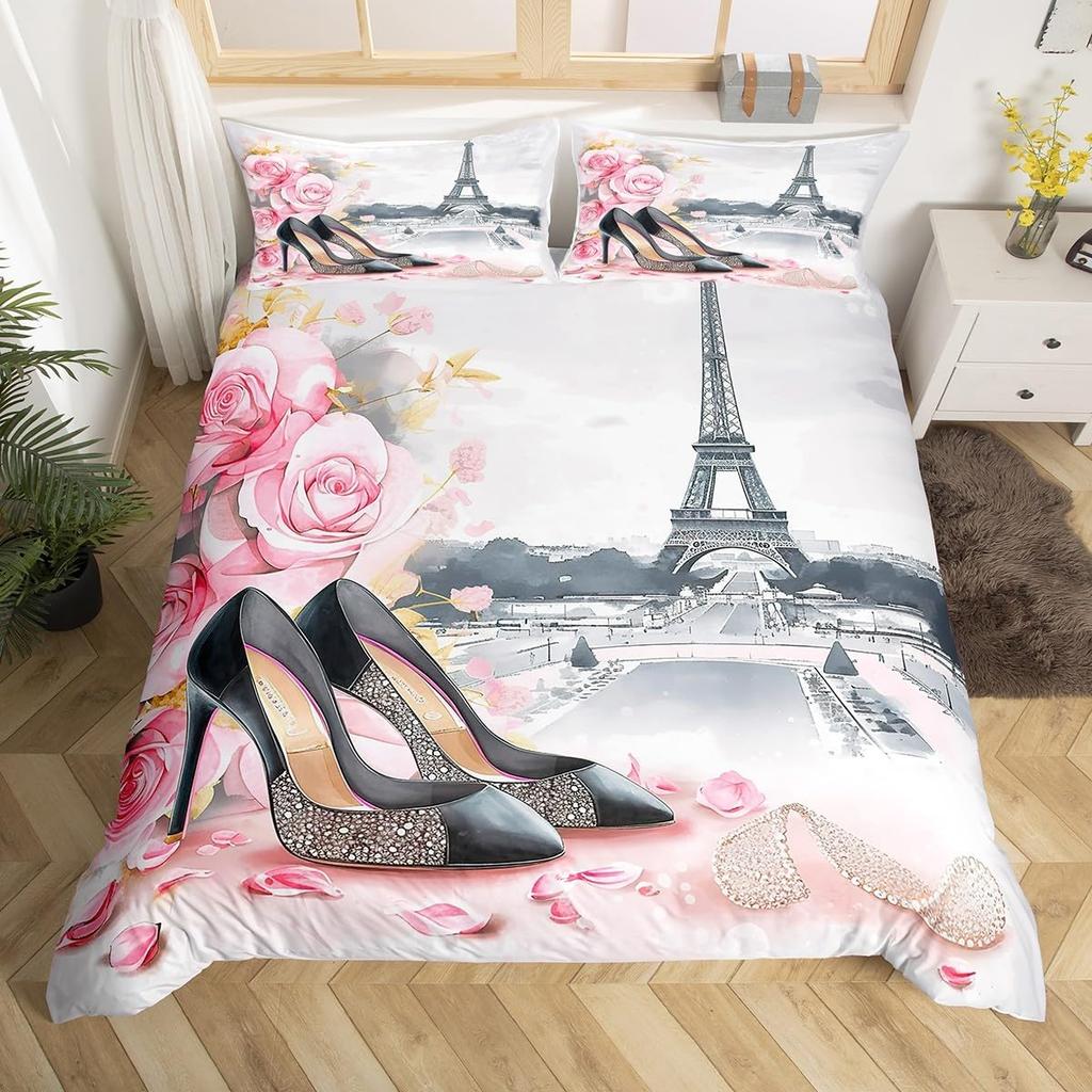 High-Heeled Shoes Duvet Cover Set Twin Full Queen King Bedding Set Romantic Comforter Cover For Teens Woman Bedroom Dorm Decor