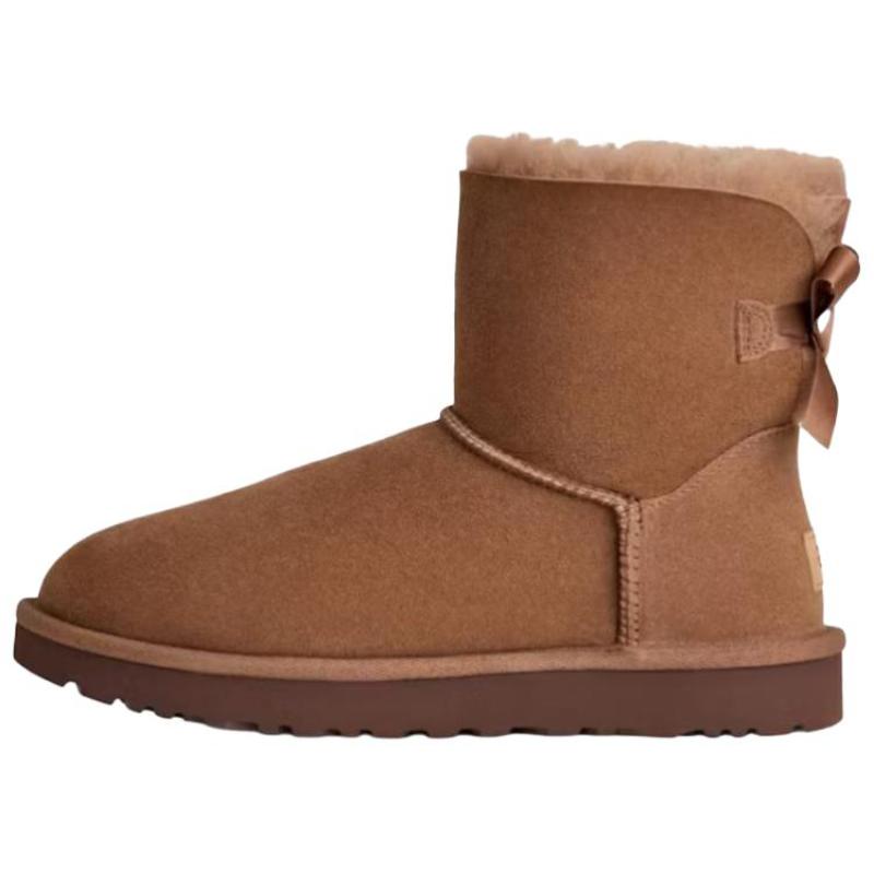 UGG Мини Bailey Bow II Короткие Зимние Сапоги Женские Коричневые Кроссовки 1016501-RYK 41 коричневый
