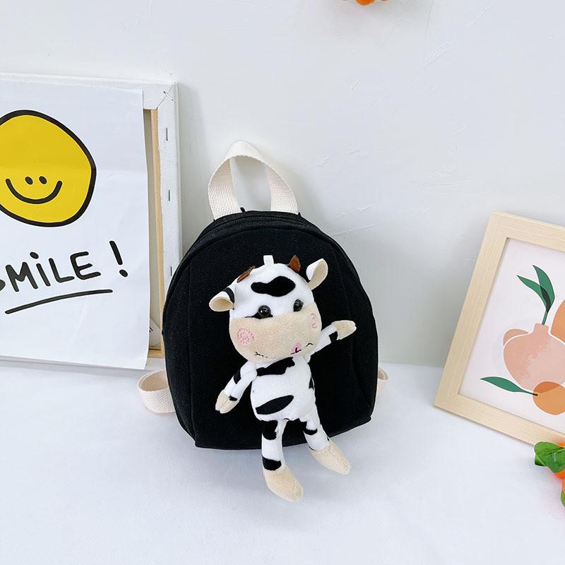 

Adorable Cartoon Cow Children s Backpack Soft Durable Mini Backpack For Boys And Girls чорний