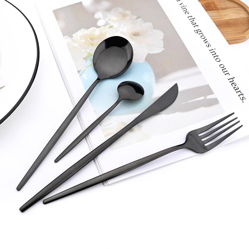 8Pcs/Set Portable Stainless Steel Dinnerware Set Travel Camping Spoon Fork Knife Chopsticks Straws Brush Tableware Flatware Set with Storage Bag