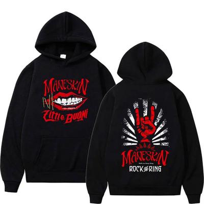 Italian Rock Band Maneskin World Tour Hoodie Men Hip Print Hoodies Men Fleece Sweatshirt Hip Hop Casual Hoodie Vintage Pullovers