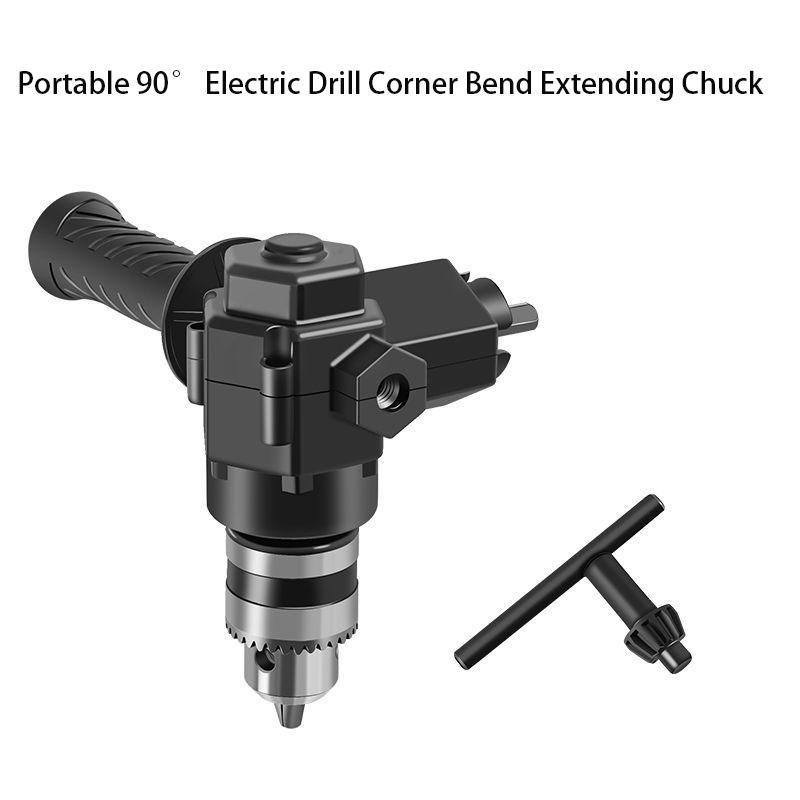 

90° Трехкулачковый патрон Угловой адаптер для ударной дрели Угловой изгиб Удлинительный патрон Адаптер для дрели Угловой переходник Аксессуар