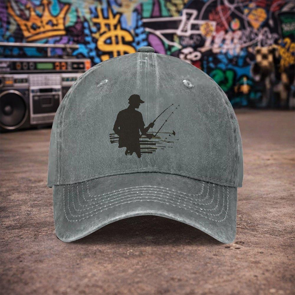 Pc Unisex Fishing Vintage Washed Baseball Cap UnisexS Trendy Hat Versatile Duckbill Cap Fun Print Unique Birthday Gift Fo