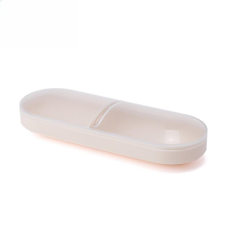 

Portable Cosmetic Organizer Storage Box with Lid - Durable Translucent Plastic Bathroom and Travel Essential Container бежевый