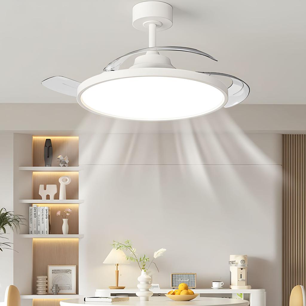 Modern ceiling fan with light for home invisible blade silent with remote control electric fan decoration Led ceiling lamp