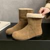 Autumn Winter Furry Women Snow Boots Comfort Slip On Short Plush Shoes Ladies Outdoor Warm Cotton Flats Short Booties