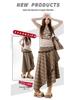 Women's Irregular Plaid Tassel A-line Skirt with Embroidery - High Waist, Slimming Fit, Mid-length for Autumn/Winter