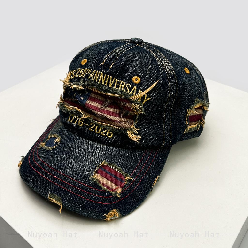 Baseball Letteringing Alphabet Stitched Flag American Women Men Her Him For Fresh Caps Peaked Hats Sunshade Personal Versatile Broken Distress