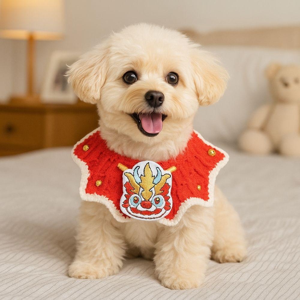 Adjustable New Year Cat Scarf Cartoon Comfortable Cat Knitted Tricot Lucky Blessing Soft Handwoven Puppy Collar Pet Show