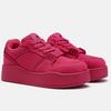 The First Layer of Cowhide Rose Red Board Shoes Women's New Platform Bread Shoes Sports and Leisure Shoes